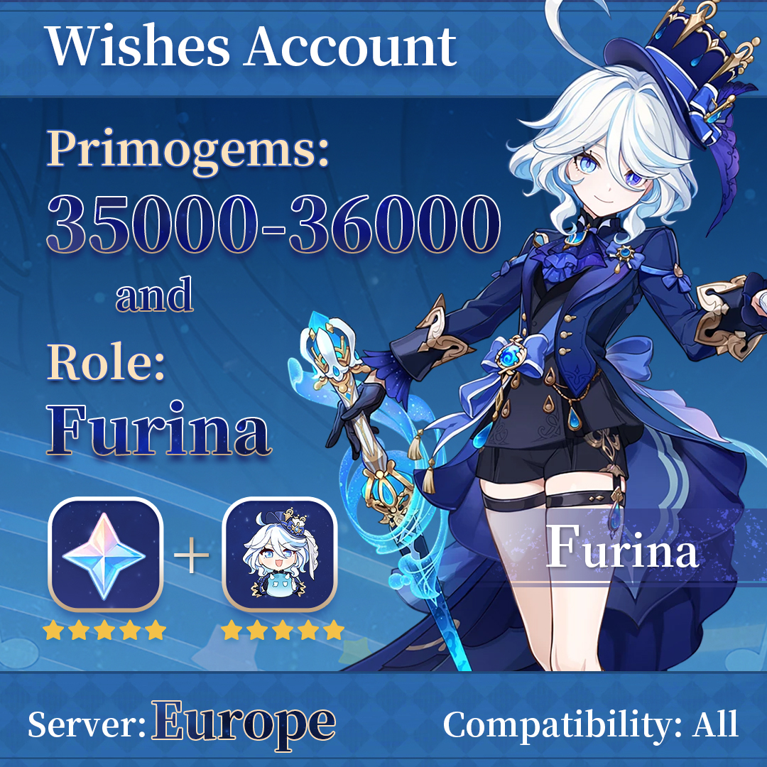 Get all versions of 【Europe】Genshin Impact Accounts with Furina CDKEYS