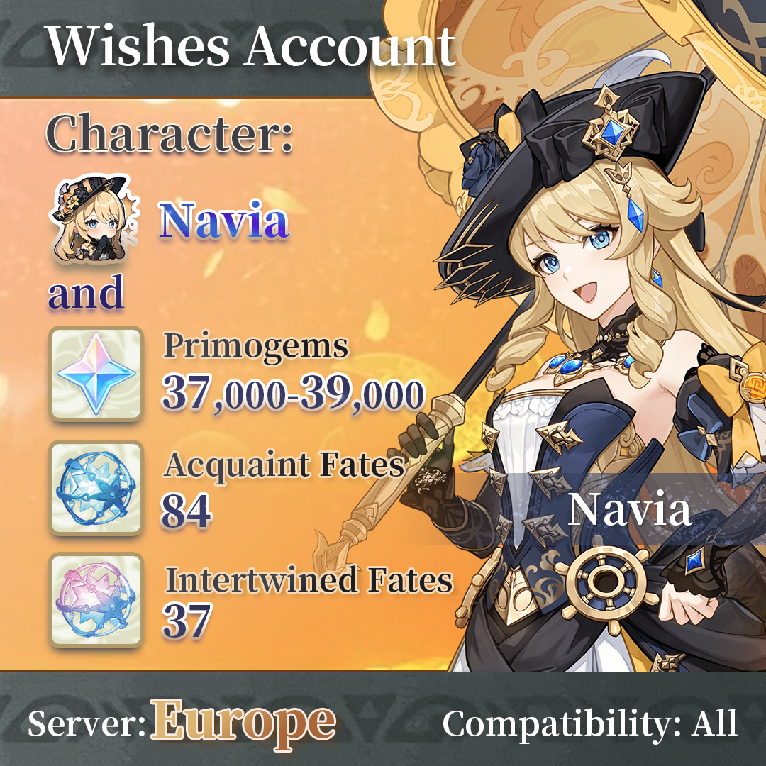 【Europe】Genshin Impact Wish Account with Navia