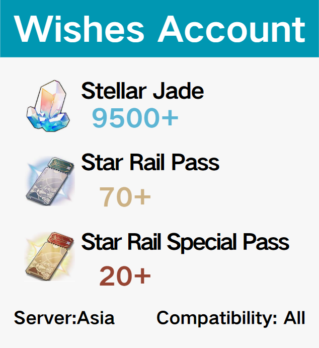 【Asia】HSR Accounts with over 180  wishes