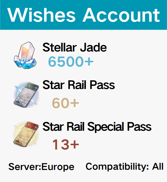 【Europe】HSR Accounts with over 150  wishes